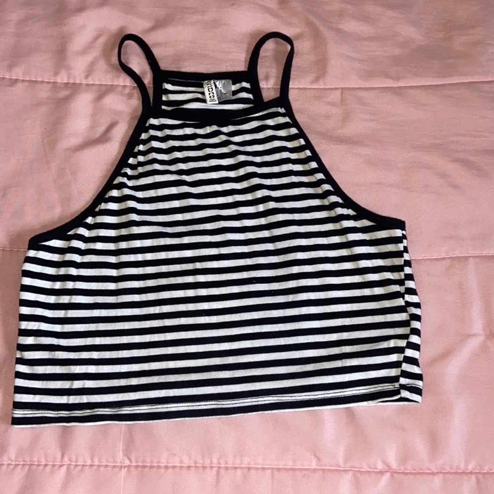 Black and white halter top